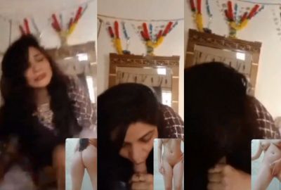 Wife's blowjob and nude GF on video call sex