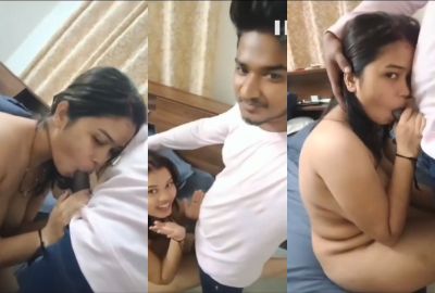 A 21-year-old college girl gives a desi blowjob to her lover