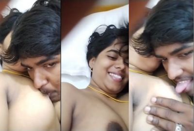 Guy sucks his married GF's boobs in Tamil porn