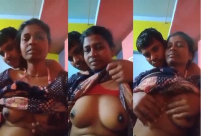 Pervert squeezes mature lady's boobs in desi aunty sex MMS